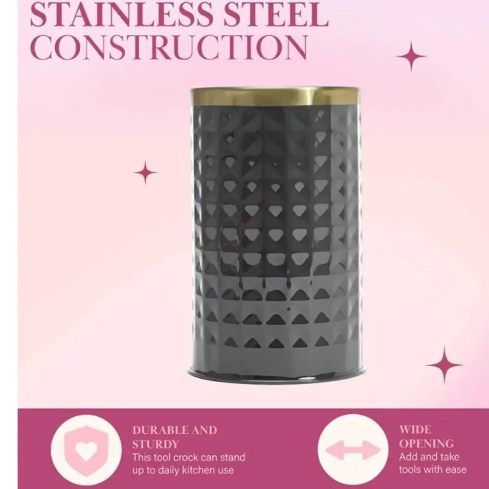 Paris Hilton Stainless Steel Crock Utensils Set